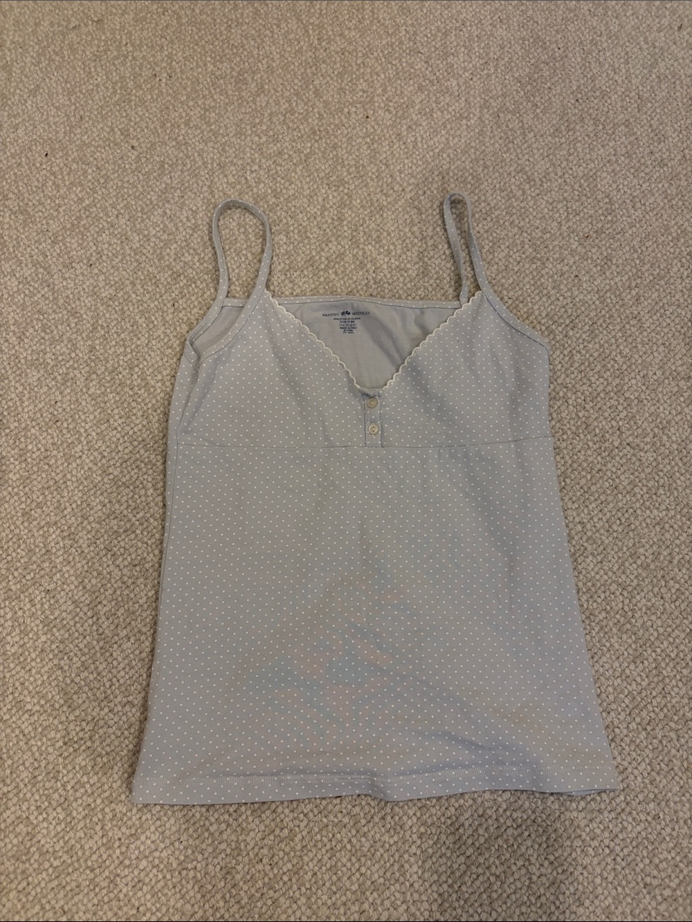 Light Blue Polka-Dot Cotton Camisole with Spaghetti Straps